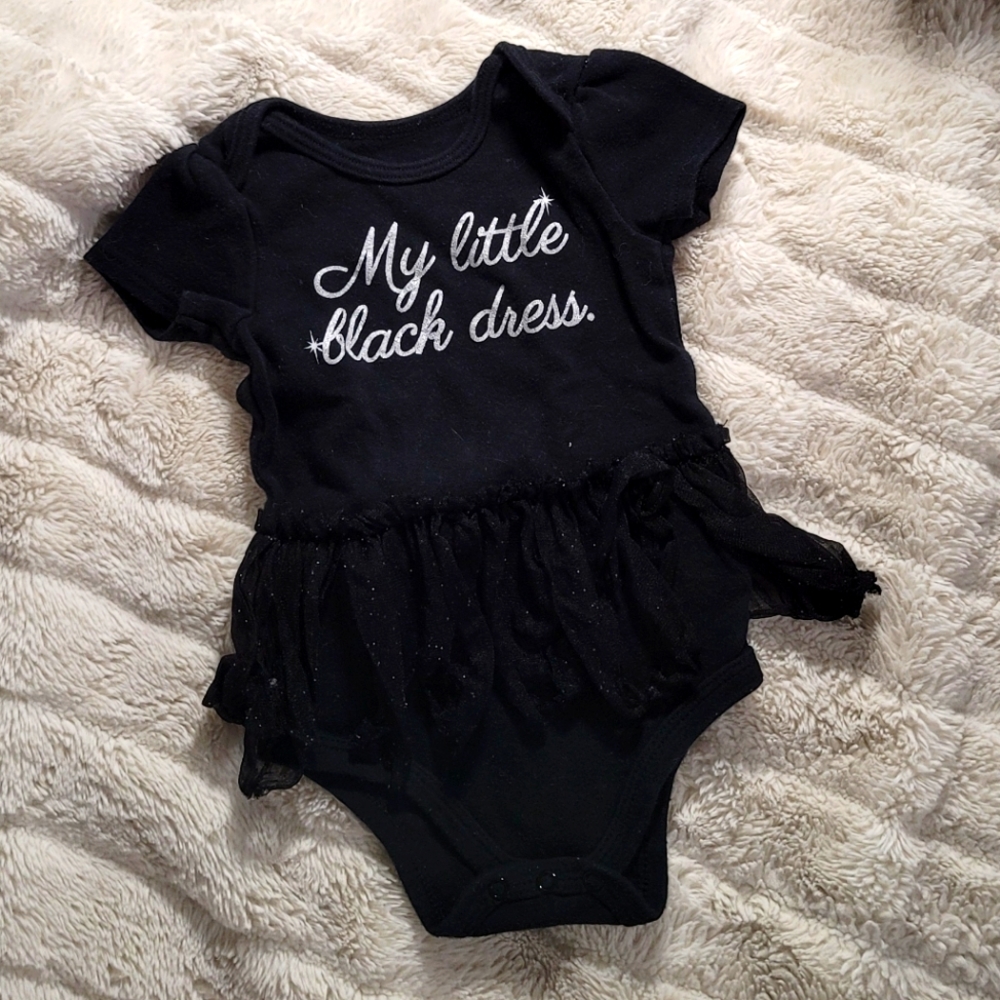 *SOLD*MY LITTLE BLACK DRESS ONESIE W/ SKIRT. 12M